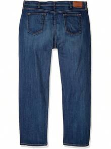 Men's Relaxed Fit Stretch Jeans - Dark Blue Wash - View 5