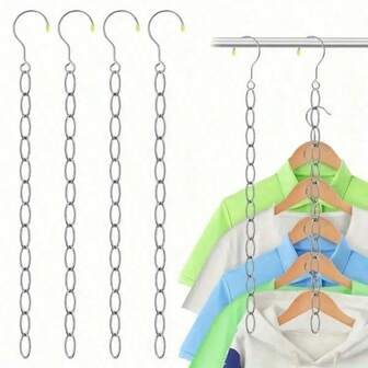 5pcs Multi-Functional Clothes Hanger Organizer - Space Saving Wardrobe Storage Chain, Clothing Organization, Stainless Steel Drying Rack For Home, Dorm & Bedroom