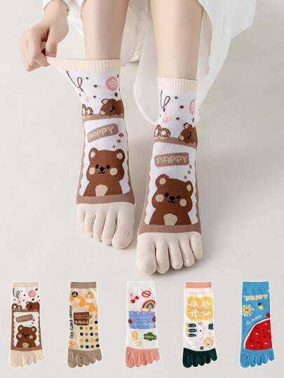 1/3/5双装女士分趾袜，轻薄透气糖果色吸湿排汗防臭短袜，适合春、秋、夏季穿着