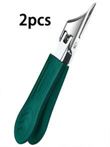现代不锈钢趾甲钳，25° 角刀片 - 防溅设计，适用于厚指甲/嵌甲，符合人体工程学的防滑手柄，黑色和绿色（假日绿手柄） - 足部护理工具 - 彩色 - 查看 15