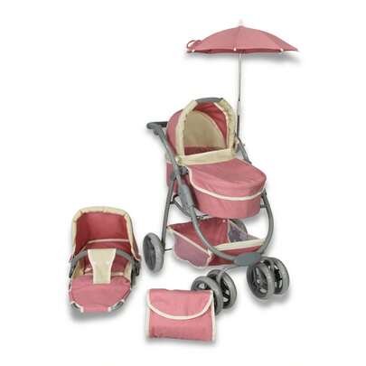 Carriola para Muñecas Estilo Vintage Modelo Noni IS-9662 Cochecito de Juguete para Niñas con Diseño Clásico Plegable y Ligera Ideal para Juego de Rol y Paseo de Muñecas Regalo de Cumpleaños Navidad