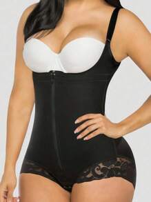 1 Pc Shapewear For Women ,Tummy Control Fajas Colombianas Body Shaper ,Zipper Open Bust Bodysuit,Tight  Body Shaper,Shapewear Bottoms,Black Shorts,Suitable For Various Occasions