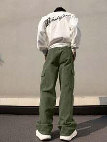 1 pieza Pantalones cargo de primavera con múltiples bolsillos para hombres, pantalones rectos casuales y sueltos para deportes al aire libre en verano, uso diario, running, senderismo, entrenamiento, trotar, ir al trabajo, de moda