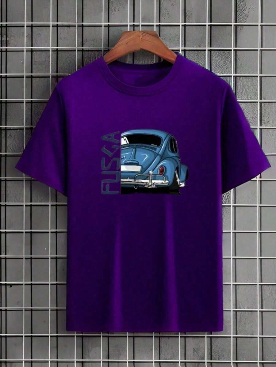 Camiseta Carro Fusca Estampada 100% Algodão Unissex Feminino Masculino Confortável - Roxo - Visão 1