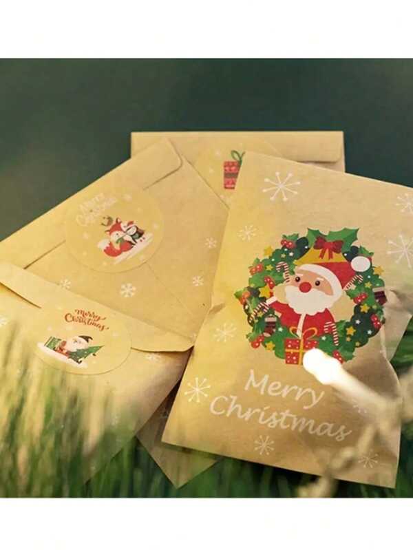 48 pezzi/24 pezzi/12 pezzi Buste di carta kraft vintage per Natale con adesivi, Babbo Natale, pupazzo di neve, decorazioni per albero di Natale, forniture per le vacanze di Capodanno, buste di Natale, buste regalo di carta kraft di Natale, con adesivi per il calendario dell'Avvento, motivi di Babbo Natale e fiocchi di neve, regali e confezioni per le vacanze, buste di carta per le vacanze, adatte per bomboniere e regali, Natale