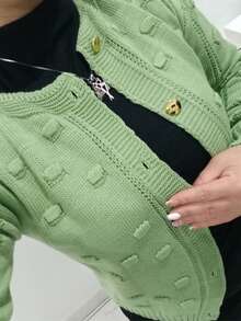 Women's Winter Coat Knitted Cold Weather Blouse Cardigan Style Simple Casual Party Knitwear Women's Clothing Travel Birthday Party Holiday Winter - 薄荷綠 - 查看 2