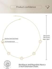 14K Gold Plated Four Leaf Clover Pendant Necklace Women Lucky Flower Jewelry - Green Stripe-14K Gold Plated - View 10