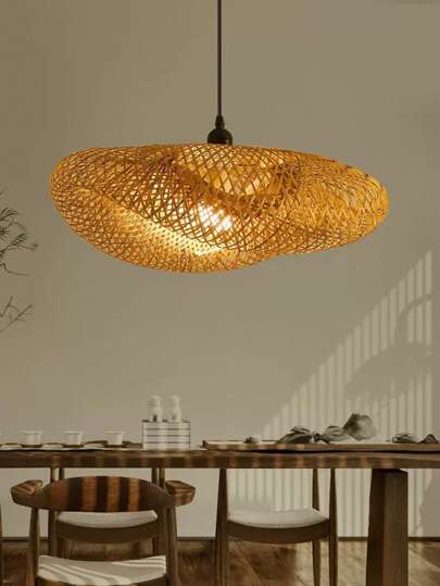竹编吊灯，适用于餐厅、餐桌、茶室、禅意餐厅、农舍装饰