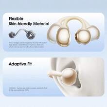 Lenovo 联想 TA410 无线开放式耳机，蓝牙 5.4，骨传导，触控，长效电池寿命，降噪麦克风，防水，适合运动、音乐、办公、游戏，可作为礼物 - 米色 - 查看 4