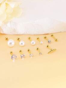1pc Fashionable Ball Decor Stud Earring For Women For Daily Decoration - Yellow Gold - View 9