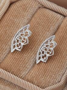 1 Pair Boho Earring Geometric Lotus Flower Hidden Helix PiercingCartilage Bohemian Silver Color Spiritual Jewelry - hoa tai - Xem 3