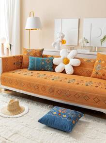 1 件波西米亚风格雪尼尔沙发套，现代简约宠物友好型沙发保护套，适合客厅所有季节 - 黃色 - 查看 2