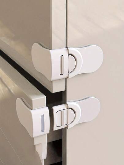 1/3/5Pcs Drawer Locks, Update Proof Cupboard Locks, Dual-Button Proofing Corner Locks With Strong Adhesive For Cabinet, Cupboard, Drawer, Refrigerator, Oven, Shower Family Decorations Gifts,Multifunctional Baby Proofing, No Drilling Required