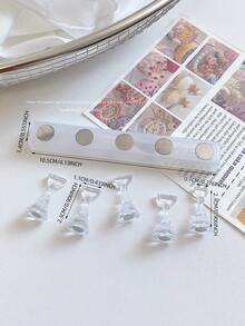 Set de decoración de arte de uñas 3D: 1 pieza de base hueca de acrílico + 5 piezas de puntas de uñas de color gelatina, con cristales de resina, cuentas, strass, efecto láser holográfico estilo coreano vintage, base de madera, 10 puntas de uñas doradas, gran regalo para niñas y mujeres