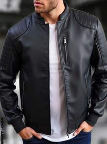 Nes Sport Men's Mini-Leather Jacket - 黑色 - 查看 1