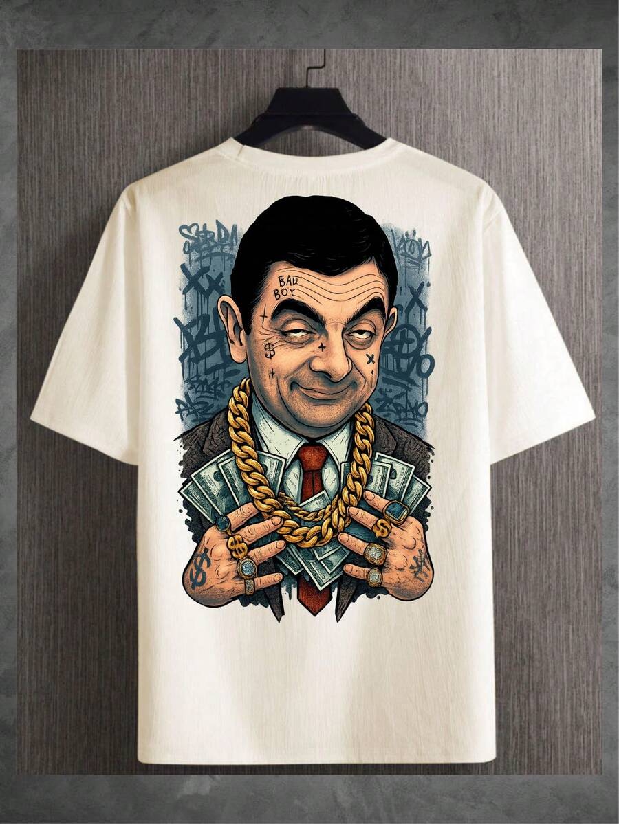 Bean T-Shirt Luxury Streetwear T-Shirt Unisex Fashion - 奶油色 - 查看 1
