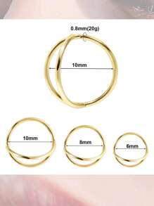 6pcs/Set Simple Gold Nose Rings, Popular Double Nose Ring Single Piercing For Women And Men Body Jewelry Gift - Yellow Gold - View 3
