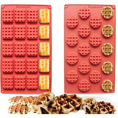 Silicone Waffle Mold, 18/20 Cavity Mini Silicone Waffle Mold Waffle Making Mold, Non-Stick Cake Cookie Chocolate Making Mold For Baking
