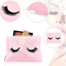 10pcs Eyelash Zipper Bags, Matte Self-Sealing Bags For Cosmetics Packaging, Jewelry Divider Bags, Dust-Proof Storage Bags, Cosmetic Travel Organizer Bags, Pink Gift Packaging Bags