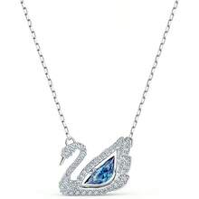 Dây chuyền thiên nga đập nhịp kỷ niệm 125 năm SWAROVSKI SWAN, Dây chuyền xương quai xanh, Ngày của Mẹ, Giáng sinh, Bạn gái, Quà tặng sinh nhật, Dây chuyền thời trang dành cho nữ - Màu xanh lam - Xem 1