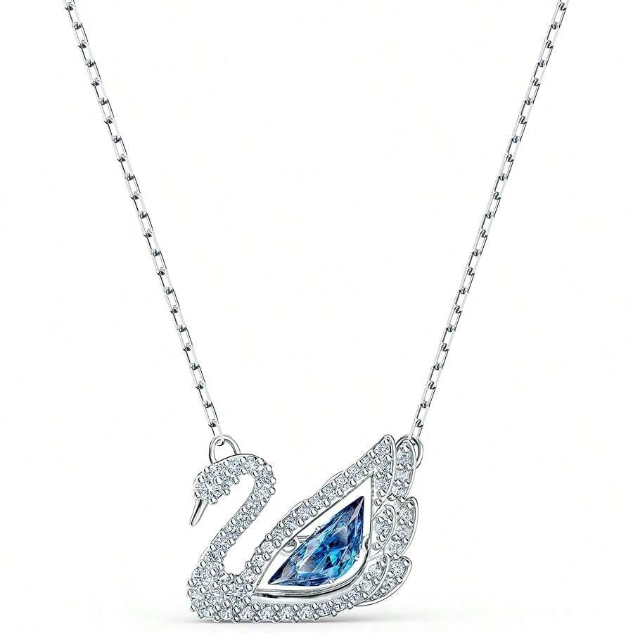 Dây chuyền thiên nga đập nhịp kỷ niệm 125 năm SWAROVSKI SWAN, Dây chuyền xương quai xanh, Ngày của Mẹ, Giáng sinh, Bạn gái, Quà tặng sinh nhật, Dây chuyền thời trang dành cho nữ - Màu xanh lam - Xem 1