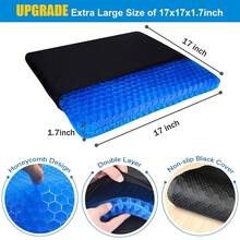 Gel Seat Cushion, Double Thick Egg Gel Cushion For Pressure Pain Relief, Breathable Wheelchair Cushion Chair Pads For Car Seat Office Chair (16x14x1.65inch)-973700 - 1-藍色特大號171717英寸 - 查看 4