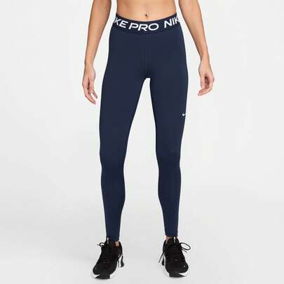 Nike سروال ضيق نسائي من نايك برو 365 بخصر متوسط وألواح شبكية، باللون الأزرق الليلي والأبيض