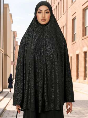 1 st dammode enkel enfärgad paisleymönstrad jilbab, chador, abaya, huvudduk, avslappnad mjuk och mångsidig hijab, lämplig för vardagsbruk, utflykter och sammankomster för klänning