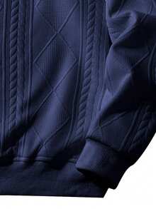 男士休闲纯色连帽衫，秋季 - 藏蓝色 - 查看 6