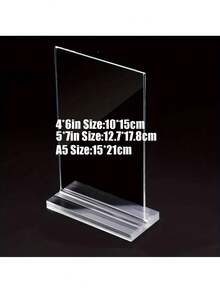 1/3pcs,4*6in,5*7in,A5 Size Transparent Acrylic Signage Display Stand Multipurpose Double-Sided Gold Frame Wedding Number Plate Table Flyer Menu Card Rack - Clear - View 2