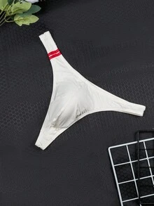 6pcs/Pack Men's Soft Knit Thong Underwear, Breathable Solid Color Comfortable Sexy Thong Briefs, Summer Fashion