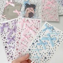 New Kids Cartoon Stick-On Chiffon Bowknot Fabric Butterfly Rhinestone Decor Stickers, Can Be Used For Face Makeup And Decorating Postcards, Cards, Books, School Supplies,Back To School - Multicolor - View 12