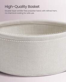 VASAGLE End Table, Small Bedside Table With Fabric Basket, Modern Nightstand, Round Side Table, For Living Room, Bedroom, Jelly Pink And Cream White - Pink and White - View 6