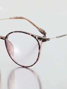 1pc Women's Round Daily Versatile Color Changing Minimalist Fashion Plano Lenses Glasses, Suitable For Going Out, School & Work