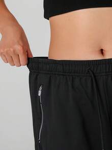 Women's Solid Color Casual Sports Pants, Adjustable Waist Drawstring, Suitable For Outdoor Sports, Daily Wear.