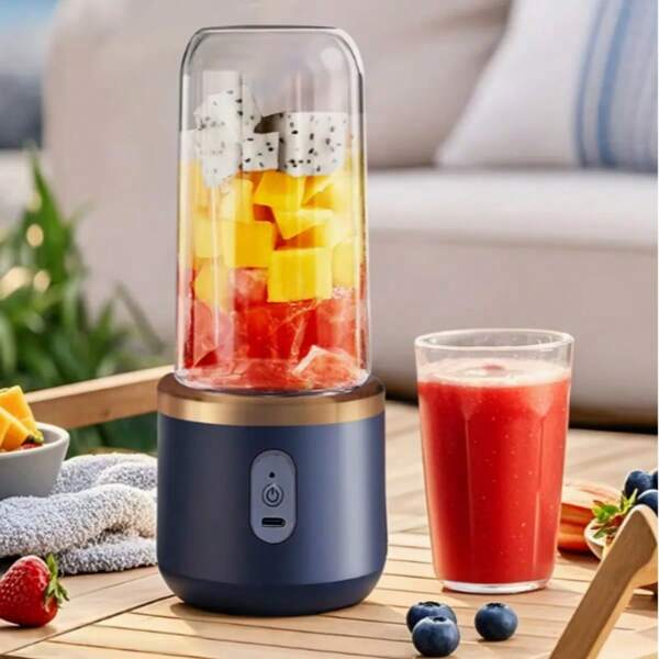 Juego de licuadora portátil, licuadora personal para batidos, licuadora deportiva para batidos de frutas y cócteles, licuadora de taza de jugo multifunción, ideal para verduras, frutas, batidos de leche