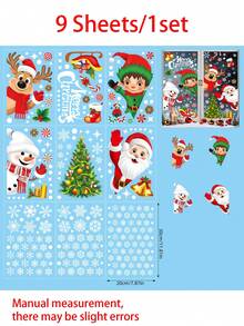 268pcs/9Sheets Christmas Window Clings For Glass, Christmas Window Decorations Snowflake Santa Reindeer Snowman Stickers For Wtiner Holiday Indoor Windows Decorations Decals,Indoor Christmas Stickers, Christmas Party Decorations,Winter Frozen New Year Party Supplies Wonderland Decorations,Christmas Decorations Home,Christmas>Decoration - Multicolor - View 8