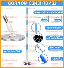 Local Devery-YOUBEI-Spin Mop And Bucket With Wringer Set, 360° Spinning Mop Bucket System With3 Microfiber Mop Replacement Heads And 61" Stainless Steel Adjustable Handle For Floor Cleaning (20QT) - 藍色 - 查看 6