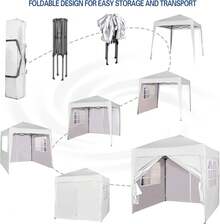 MCC Direct Pop-Up Gazebo 2m X 2m With Sides Silver Protective Layer Waterproof Marquee Canopy WS - White - View 2