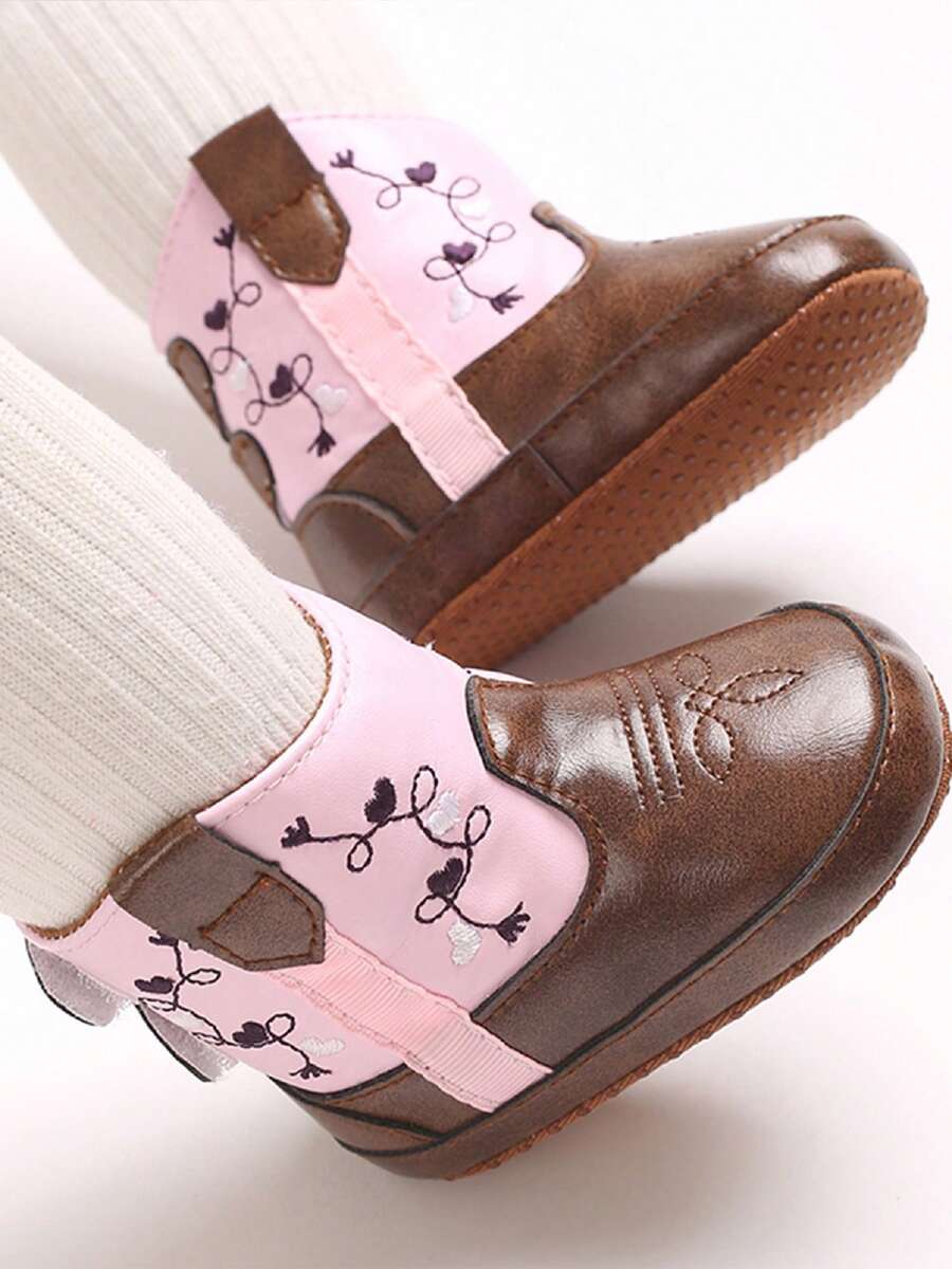 Baby Fashion PU Boots Infant Girls Non-Slip Soft Sole First Walker Winter Warm Snow Boots Crib Shoes - 粉色 - 查看 1