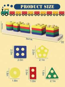 5件蒙特梭利感官玩具，有助于提升感知力、专注力和视觉训练。适用于幼儿园和学龄前儿童的教育材料。桌面游戏玩具，适合2-4岁男孩和女孩，是很棒的生日礼物。木制学习拼图，适合幼儿和学龄前儿童，包含形状分类玩具。 - 彩色 - 查看 4