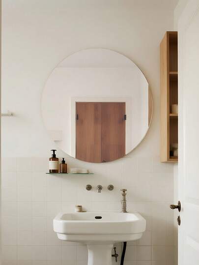 1PC DIY Acrylic Spiegel Wand Sticker Round Oval Shatterproof Waterproof Makeup Adhesive Back, Easy Stick On No Drilling Bathroom, Bedroom, Office, Indoor Outdoor view 2