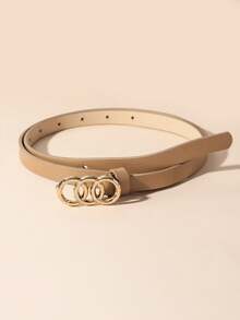 1/3件装女士时尚搭扣黑色、白色和棕色休闲腰带，四季皆宜 - 1.4三圈扣小帶 - 查看 18