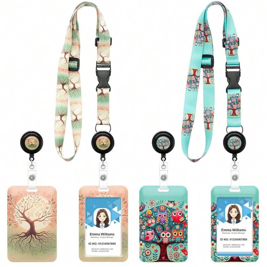 2 Pack Art Sunflower Lanyards For ID Badges,Adjustable Lanyard With Retractable Badge Reel And ID Badge Holder For Ship Card Holder & Cruise Essentials,Funny Work Badge For Men And Women-692488