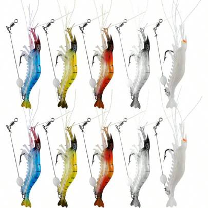 Fishing Shrimp Lures Artificial Silicone Soft Bait Set Luminous Swimbait Shrimp Fishing Lure With Hooks Fishing Tackle Freshwater Saltwater