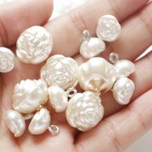 10/20pcs Faux Pearl Round Button, Asymmetrical Rabbit, Heart, Star, Flower Shaped Plastic Sewing Buttons DIY For Sweater, Cardigan, Dress, Blouse