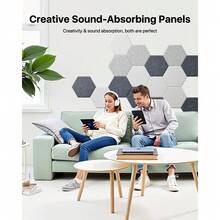 12 PCS White Hexagonal Soundproof Panels Self-Adhesive Wall Decoration Stickers For Recording Studio Home Theater Office - White - View 5