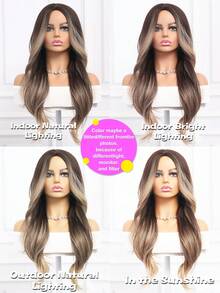 26 Inches Dark Brown Gradient Highlights Long Big Wavy Curls, Rose Lace, Suitable For Daily/Party/Holiday Wear - Màu nâu ombre - Xem 8