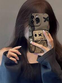 1pc Creative Personalized Cardboard Person Painted Pattern Eye Anti-Drop Phone Case Compatible With IPhone Xs/Xs Max/Xr/11/12/13/14/14 Plus/15/15 Plus/16/16 Plus/7/8 Plus And Other Models Protective Cover - Multicolor - View 2