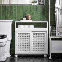 SoBuy BZR119-W, Narrow Bathroom Cabinet Storage Cabinet With 2 Sliding Doors, Bathroom Toilet Paper Roll Holder On Wheels Bathroom Organizer Bathroom Decor Summer Bathroom Accessories - White - View 10